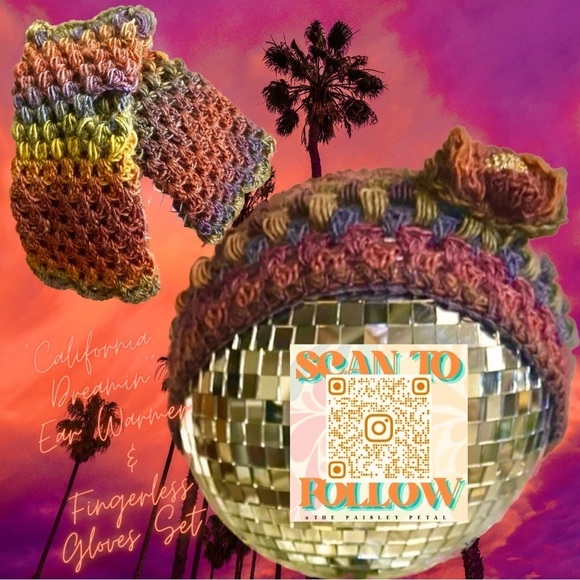 𝅺CROCHETED EAR WARMER AND FINGERLESS GLOVES SET - Picture 1 of 6